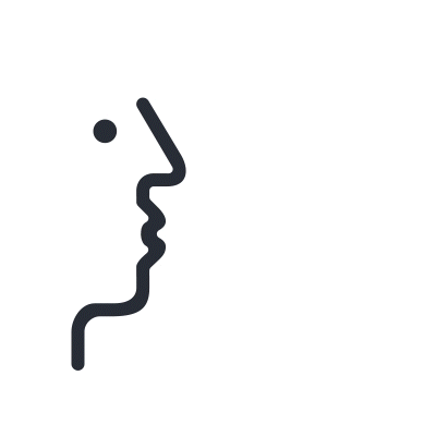 Animiertes stilisiertes Gesicht, welches einen Finger an die Lippen führt